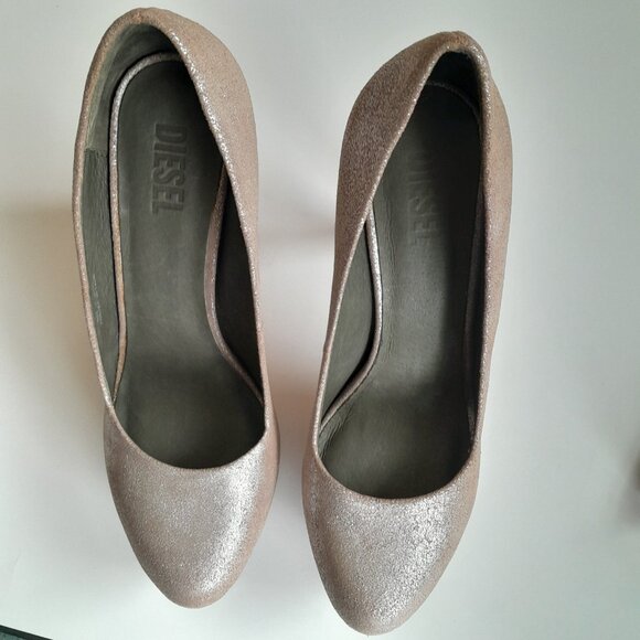 Diesel Women’s 'Melrose' Ashly Platform Leather Heels Brown/Silver Size 7 - Picture 12 of 14